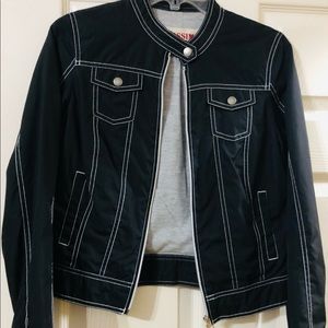 Black with white sticking crop style jacket